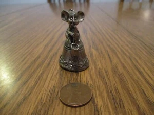MINIATURE PEWTER MOUSE PLAYING A SAXOPHONE ON A BELL - Picture 1 of 6