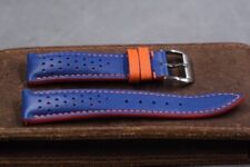 Blue Leather Handmade Rally Watch Strap Band