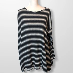 CHERISH Sz M Slouchy Shoulder Oversized Pullover Ribbed Assymetrical Hem Striped - Picture 1 of 8