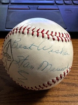 STAN MUSIAL 2 SIGNED AUTOGRAPHED VINTAGE "STAN THE MAN" LOGO BASEBALL with BOX! - Image 1 of 4