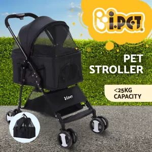 i.Pet Pet Stroller Dog Pram Large Cat Carrier Travel Pushchair Foldable 4 Wheels - Picture 1 of 11