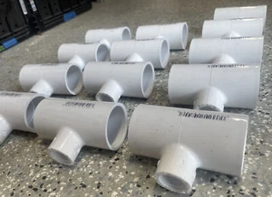 1-1/4" x 1-1/4" x 1/2" Slip X Slip X FIPT PVC Sch. 40 Reducing Tee - Lot of 13 - Picture 1 of 3