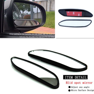 Espejo retrovisor convexo de tira larga lateral de coche 2 piezas punto ciego auxiliar ajustable Foto 1 de 4