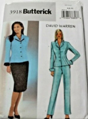 Butterick 3918 Misses Jacket Skirt & Pants Sewing Pattern by David Warren 6-8-10 - Image 1 of 2