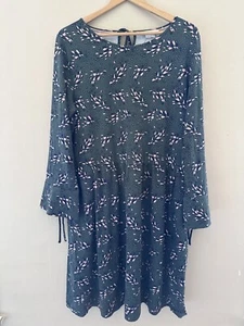 Boden Womens Floral Posie Jersey Dress Size US 14 UK 18 3/4 Sleeve Green Office - Picture 1 of 12