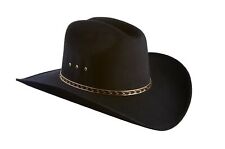 Faux Felt Wide Brim Western Cowboy Hat 7 3/4 Black