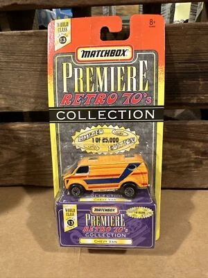MATCHBOX SUPERFAST PREMIERE SERIES 13 RETRO 70'S CHEVY VAN 25,000 NEW IN PACKAGE - Image 1 of 4