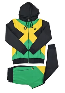 Time Is Money Men's Jamaica Flag Streetwear Tracksuit π―π² Zip Hoodie & Joggers - Picture 1 of 7