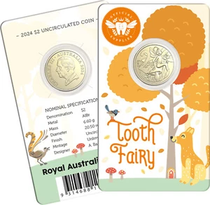 2024 TOOTH FAIRY ORANGE $2 UNCIRCULATED COIN IN CARD ROYAL AUSTRALIAN MINT RAM - Imagen 1 de 7
