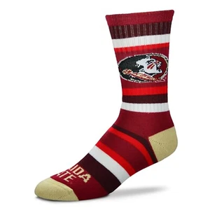 Florida State Seminoles Maroon Red & Gold Rainbow Stripe Deuce Crew Socks - Picture 1 of 1