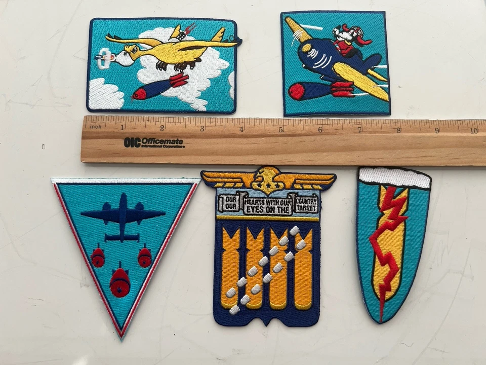 5 WWII embroidered Jacket Patches US 477th Tuskegee Airmen Bomber Bombardment - Image 1 of 4