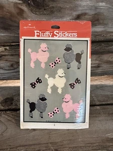 Hallmark Vintage 1983 Fuzzy Poodle Sticker Sheets Pink Poodles Dogs - Picture 1 of 6