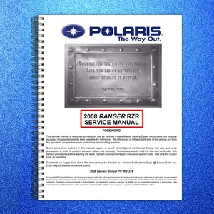 POLARIS RANGER RZR 800 Service Manual YR 2008 - BOUND - COVERS - XL FOLDOUTS - Imagen 1 de 17