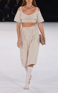 Jacquemus Beige Cropped Cold-Shoulder Top 10 NWTs - Picture 1 of 14