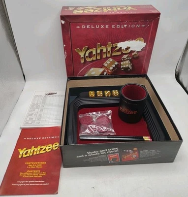 Vintage Milton Bradley Yahtzee Deluxe Edition Dice Game 1997 Score Pad Pencils - Image 1 of 4