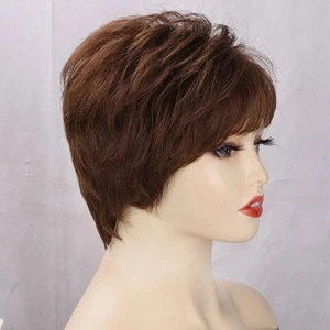 Women’s Wig Short Dark Brown Wine Red Curly Wig Ladies Daily Hair Wigs - Picture 1 of 5