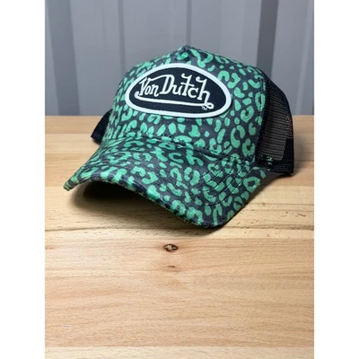Sombrero de Camionero Von Dutch Verde Estampado de Guepardo SnapBack Nuevo Auténtico ¡NUEVO CON ETIQUETAS! Precio de venta sugerido por el fabricante $89 Foto 1 de 2