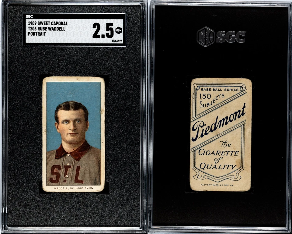 1909 T206 Rube Waddell Portrait St. Louis HOF Piedmont 150 SGC 2.5 *label error* - Image 1 of 1
