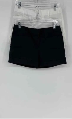 Express Womens Black White Flat Front Pockets Chino Shorts Size 2 Lot Of 2 - Image 1 of 4