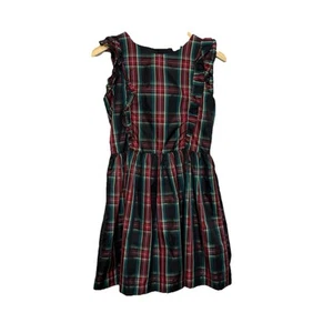 Gap Kids Red Green Navy Tartan Plaid Christmas Ruffle Holiday Dress Size XXL - Picture 1 of 8