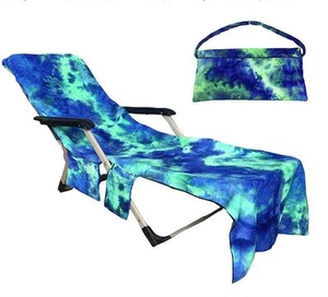 Beach Chair Cover with Side Pockets,Microfiber Chaise Lounge Chair Towel Cove... - Picture 1 of 7