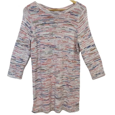 J Jill Sweater Tunic Woman Medium 100% Cotton Striped 3/4 Sleeve Casual Work - Image 1 of 4