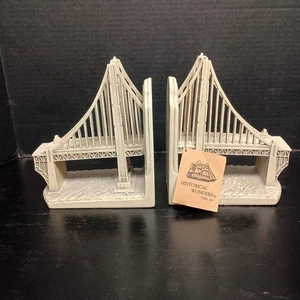 Vintage Historical Wonders Golden Gate Bridge San Francisco Bookends W/ Tags  - Picture 1 of 12