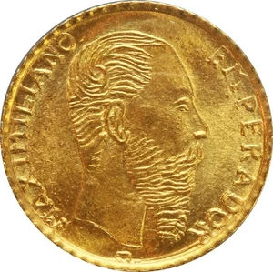 Mexico modern 1865 dated Maximilian Gold Medal, NGC MS68. Grove 152 Var. TOP POP - Picture 1 of 4