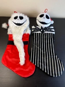 2 Disney Nightmare Before Christmas JACK SKELLINGTON Stocking Santa Pumpkin King - Picture 1 of 12