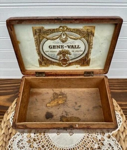 Gene-Vall Havana Cigars Antique Wood and Glass Box Humidor Display Storage Decor - Picture 1 of 10