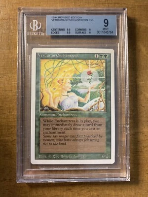 MTG ✨VERDURAN ENCHANTRESS✨ Revised Edition BGS Quad 9’s++ MINT RARE Creature - Image 1 of 2