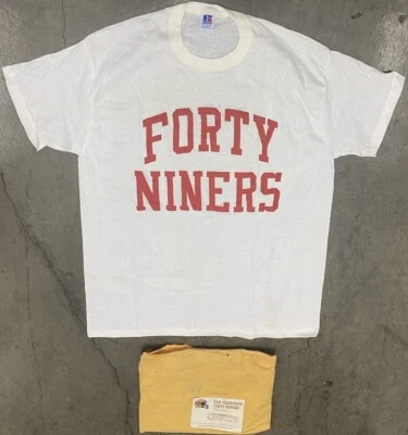 Camiseta de equipo vintage 1986 SF 49ers juego de práctica emitida en sobre original ¡RARA! Foto 1 de 4