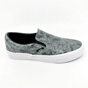 Vans Clásicos Sin Cordones (Serpiente de Guijarros) Gris Negro Blanco Mujer Zapatos Informales - Imagen 1 de 6