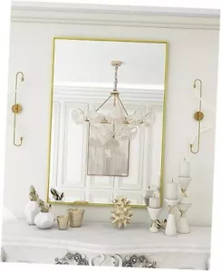 Rectangle Wall Mirror, 20x30 Inch Bathroom Mirror, Aluminum 30"L x 20"W Gold - Picture 1 of 7