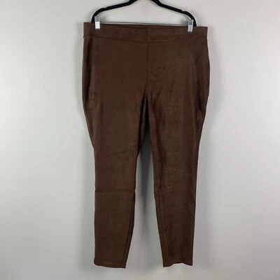 NYDJ Faux Suede Leggings Size 16W Brown Pull On Stretch Lift Tuck Technology - Image 1 of 4