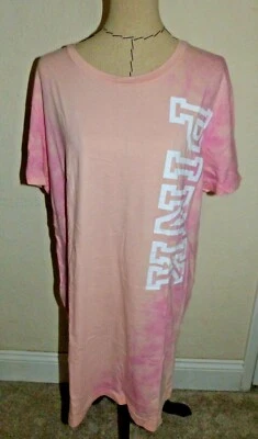 Victoria's Secret PINK  Logo Short Sleeve T-Shirt Dress  Peach  LARGE  NWT - Image 1 of 4