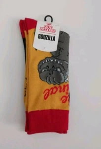 NEW Nissin Cup Noodles Godzillia 2 Crew Pair Socks Sz.10-13 Fits Shoe Sz.8-12  - Picture 1 of 11