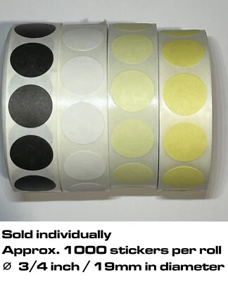 3/4"  19mm Self-Adhesive Target Pasters QTY: 1000/roll Black White Buff Cream - Image 1 of 2
