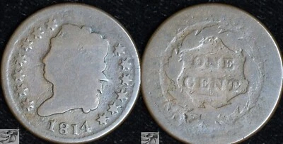 1814 Classic Head Large Cent, Plain 4 Variety, About Good+ Condition, C6315 - Image 1 of 3