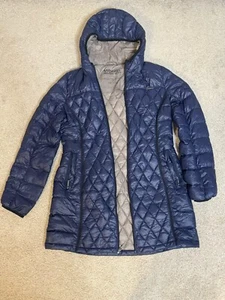 Michael Kors Puffer Jacket Navy Blue Long Line Size Small - Picture 1 of 4