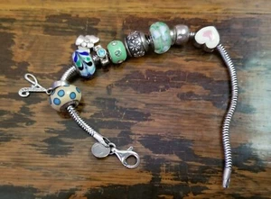 Sterling Pandora Charm Bracelet w/ 8 Charms 60-70% OFF - Picture 1 of 10