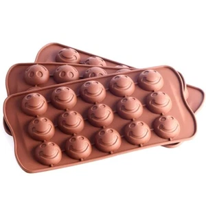 15 Cavity Happy Face Silicone Candle Candy Chocolate Jelly Ice Tube Craft Mould - Picture 1 of 2