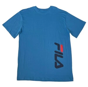 Men Fila Big Side Logo Crewneck Short Sleeves Graphic Tee T Shirt LT L Big Tall - Picture 1 of 6