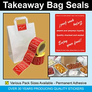 Red - Takeaway Paper / Plastic Bag / Pizza Box Seals -  Labels / Stickers - Picture 1 of 25