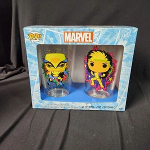 Juego de vasos Funko MARVEL X-MEN BLACKLIGHT WOLVERINE & ROGUE - Imagen 1 de 2
