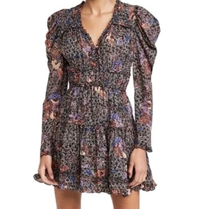Ulla Johnson Julie Mini Ruffle Dress Jet Floral Size 00 - Picture 1 of 11