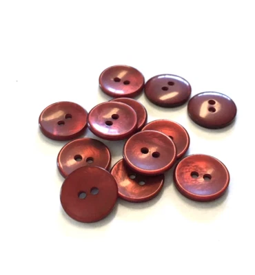 24 Dark Red Plastic Pearlized Buttons 2-Hole Sew Through Sewing 15 mm #RE29 - Image 1 of 4