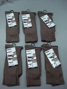 NWT Women's Hue Silky Rib Trouser Socks One Size Mink 6 Pair #158J - Picture 1 of 2