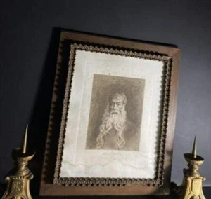 Large French Antique Black and White Framed Print - Bearded Man (63x53cm) - Bild 1 von 10