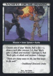 ¡Sacrificio por el dragón! Battletech CCG CASI NUEVO RARO - Imagen 1 de 1